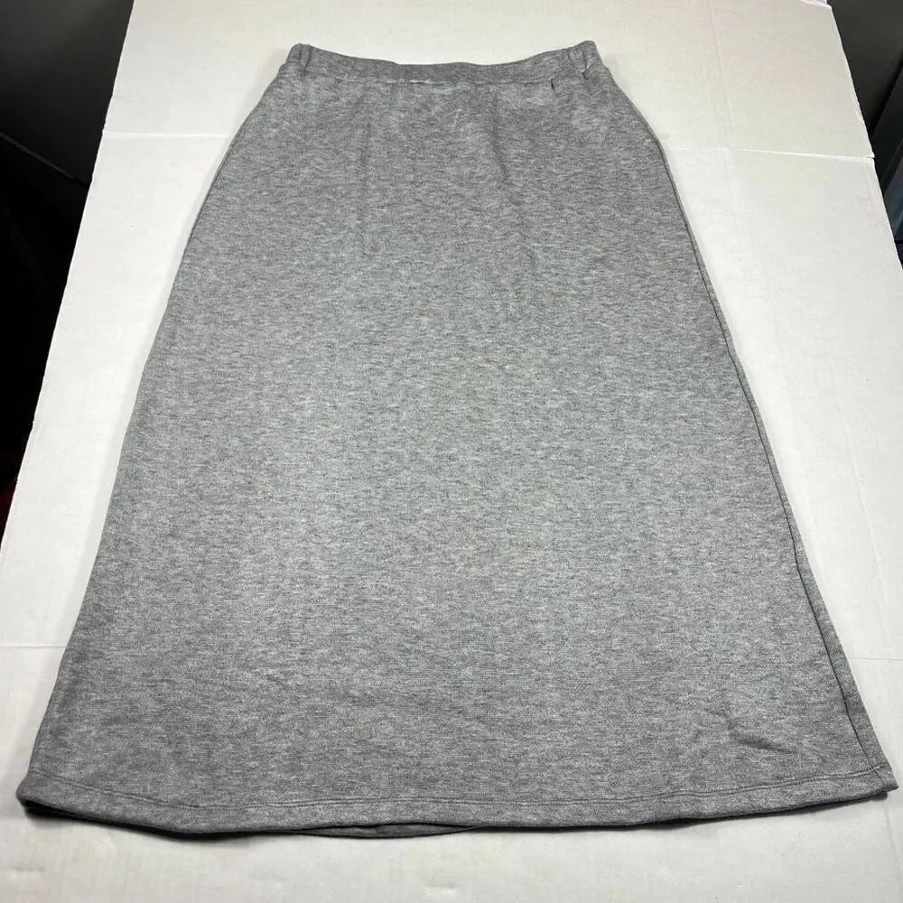 Vince Camuto A-Line Warm Knit Maxi Skirt Gray Soft Comfort Stretch Pull On L